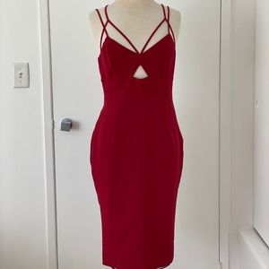 Bardot Red Strappy Cutout Bodycon Dress